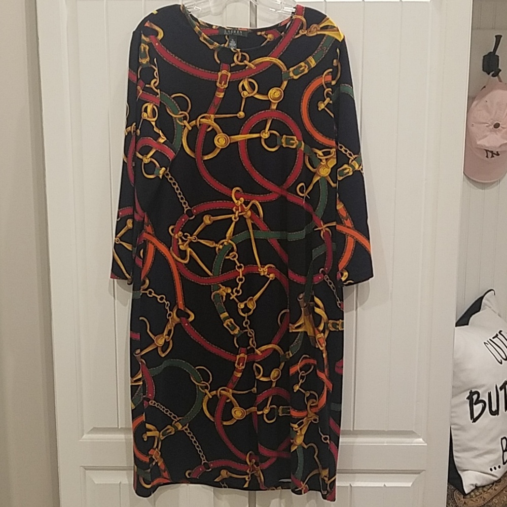 Ralph Lauren Navy Blue Equestrian Knit Dress